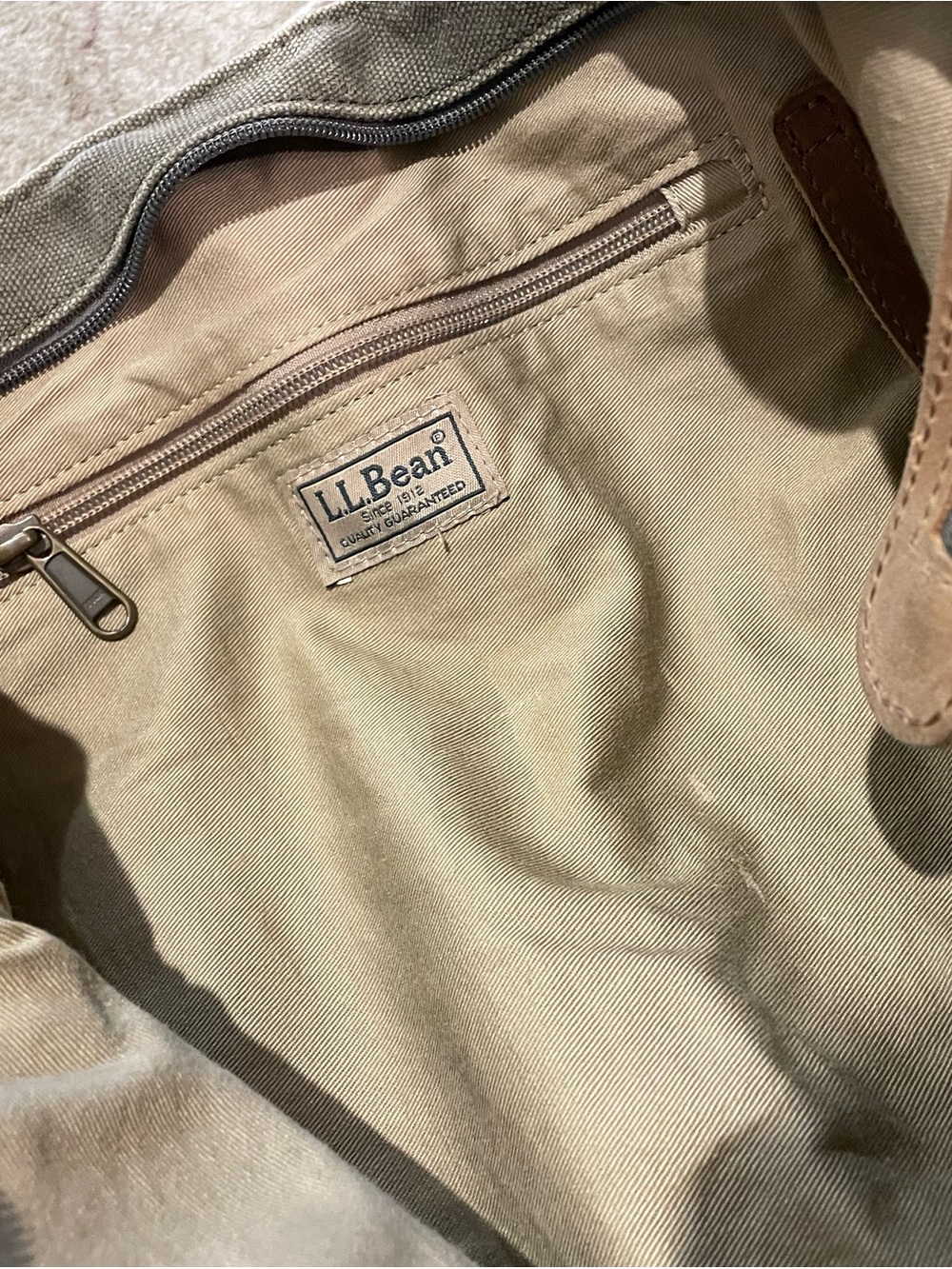 Vintage L.L.Bean canvas and leather tote bag with spaniel dog embroidery - Picture 5 of 8